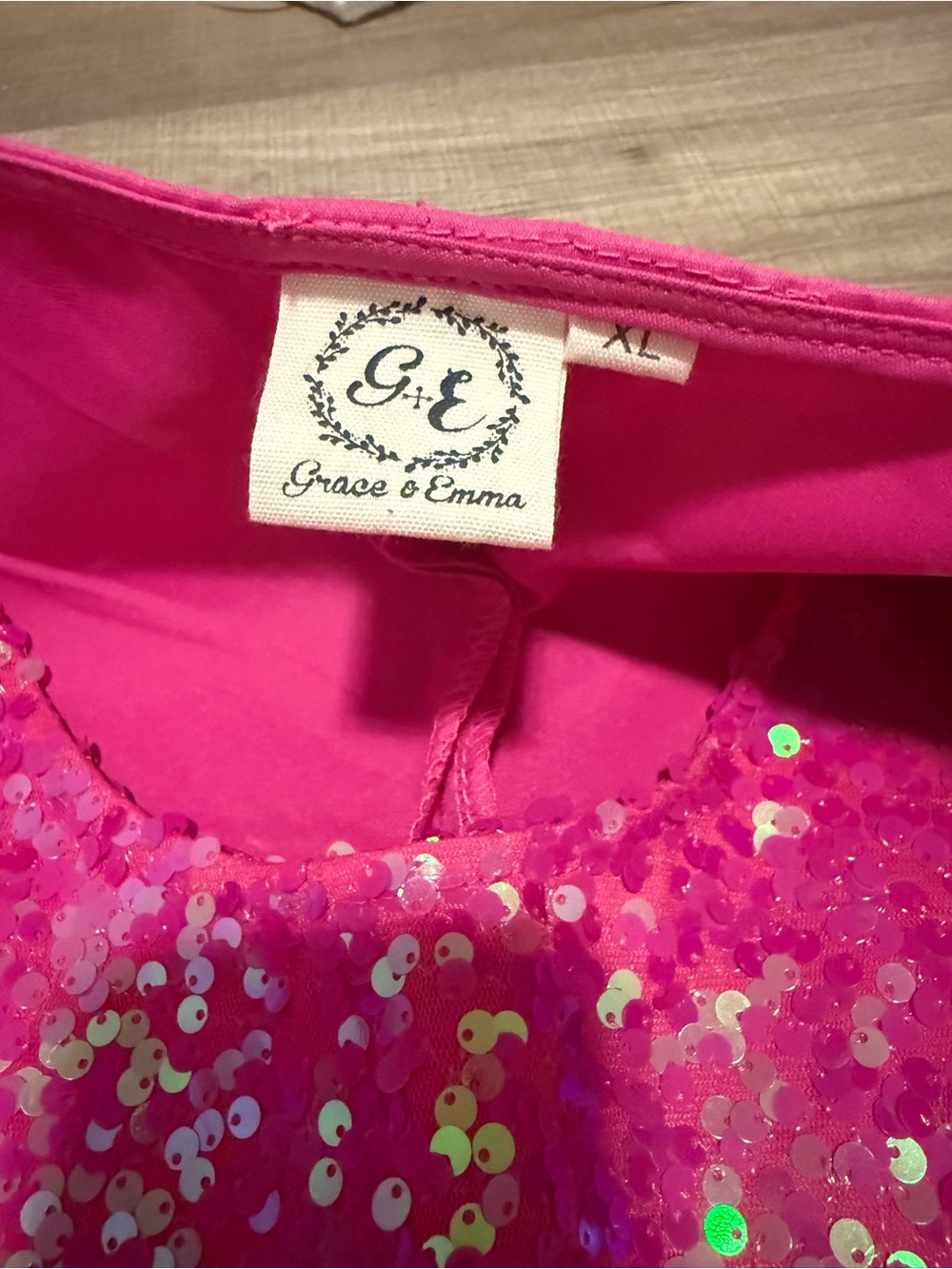 Grace & Emma Hot Pink Sequin Feather Trim Tank Top - Picture 4 of 5